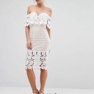 ASOS love triangle white premium lace midi dress